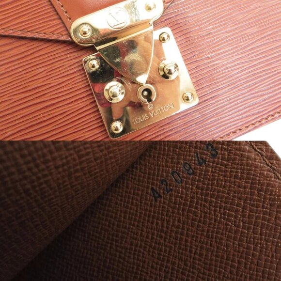 177318BR (L4) Louis Vuitton Brief Case Concorde Brown Epi Leather - Picture 8 of 14